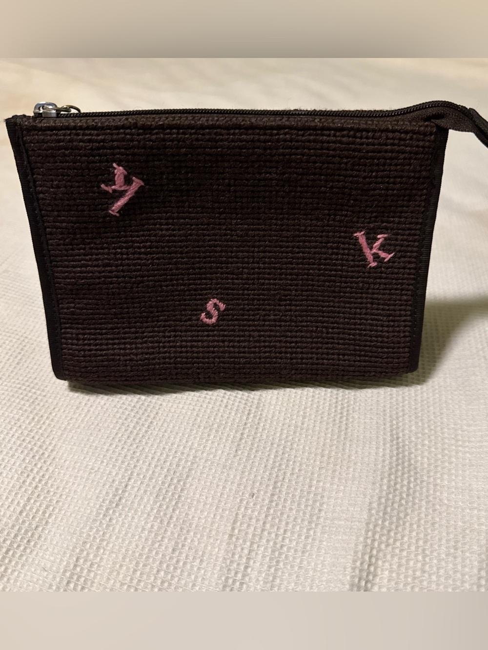 Kate Spade New York Embroidered Wool Accessory Bag Needlepoint Style Pouch